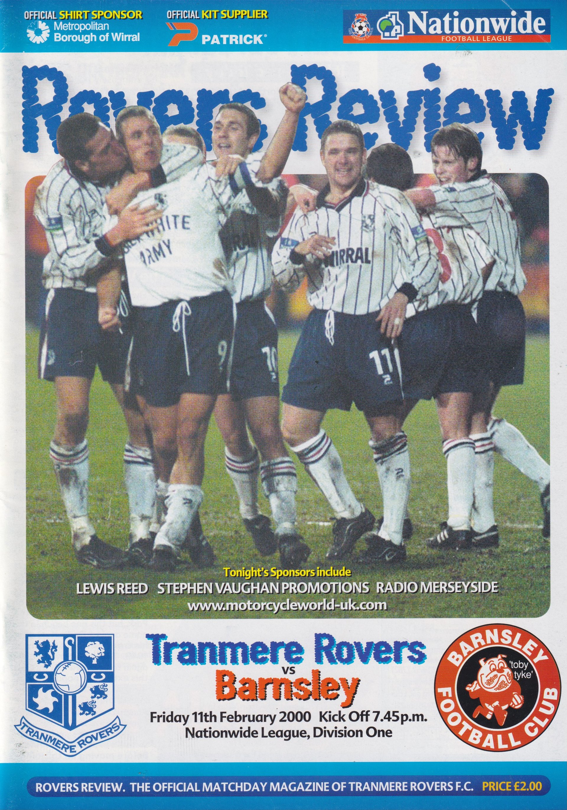 Tranmere Rovers v Barnsley match programme